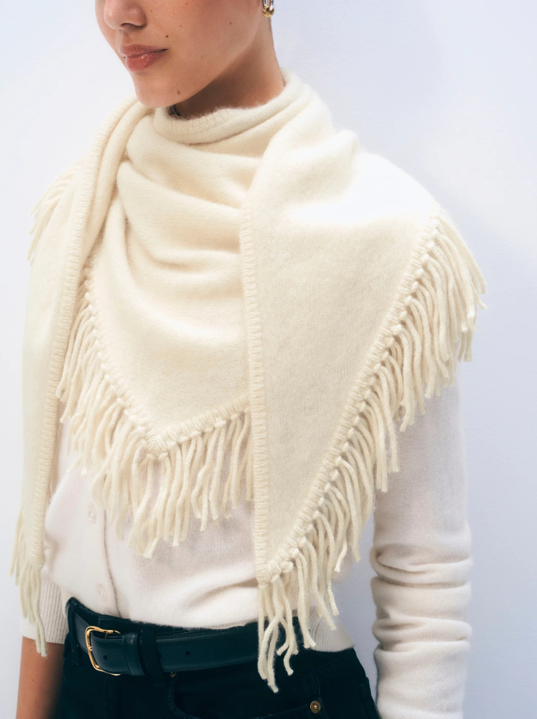 Brushed Cashmere Fringe Scarf