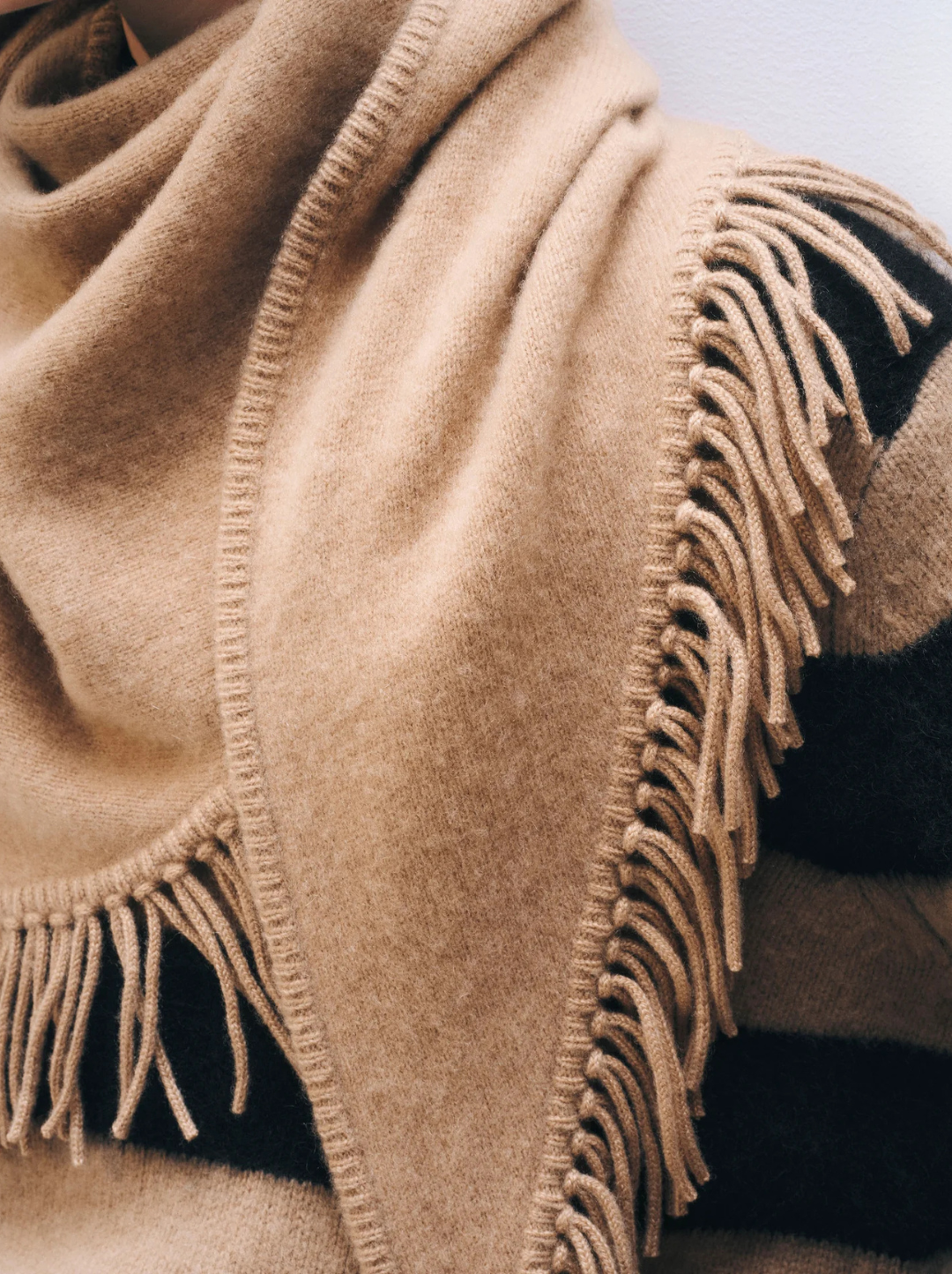 Brushed Cashmere Fringe Scarf
