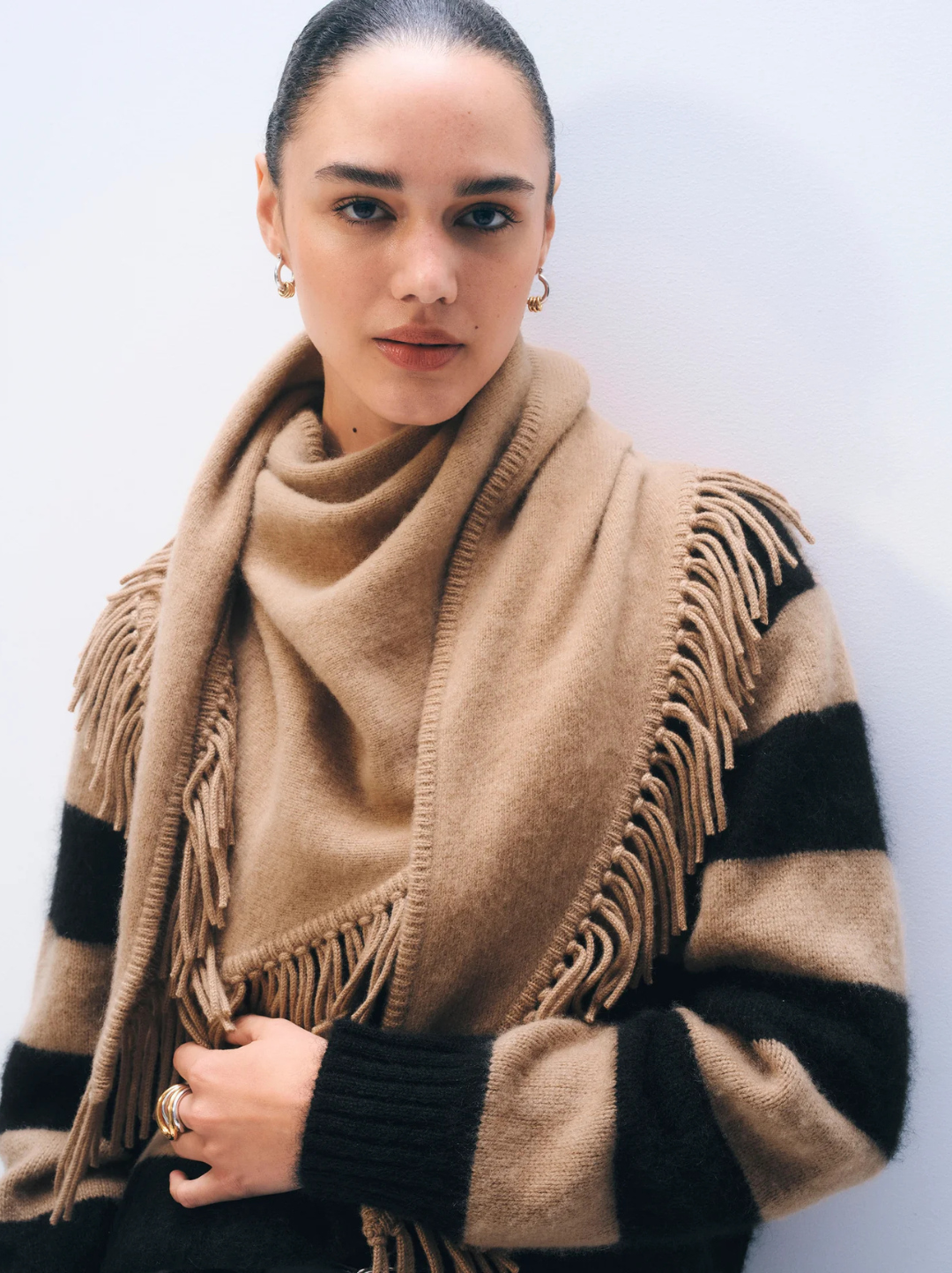 Brushed Cashmere Fringe Scarf