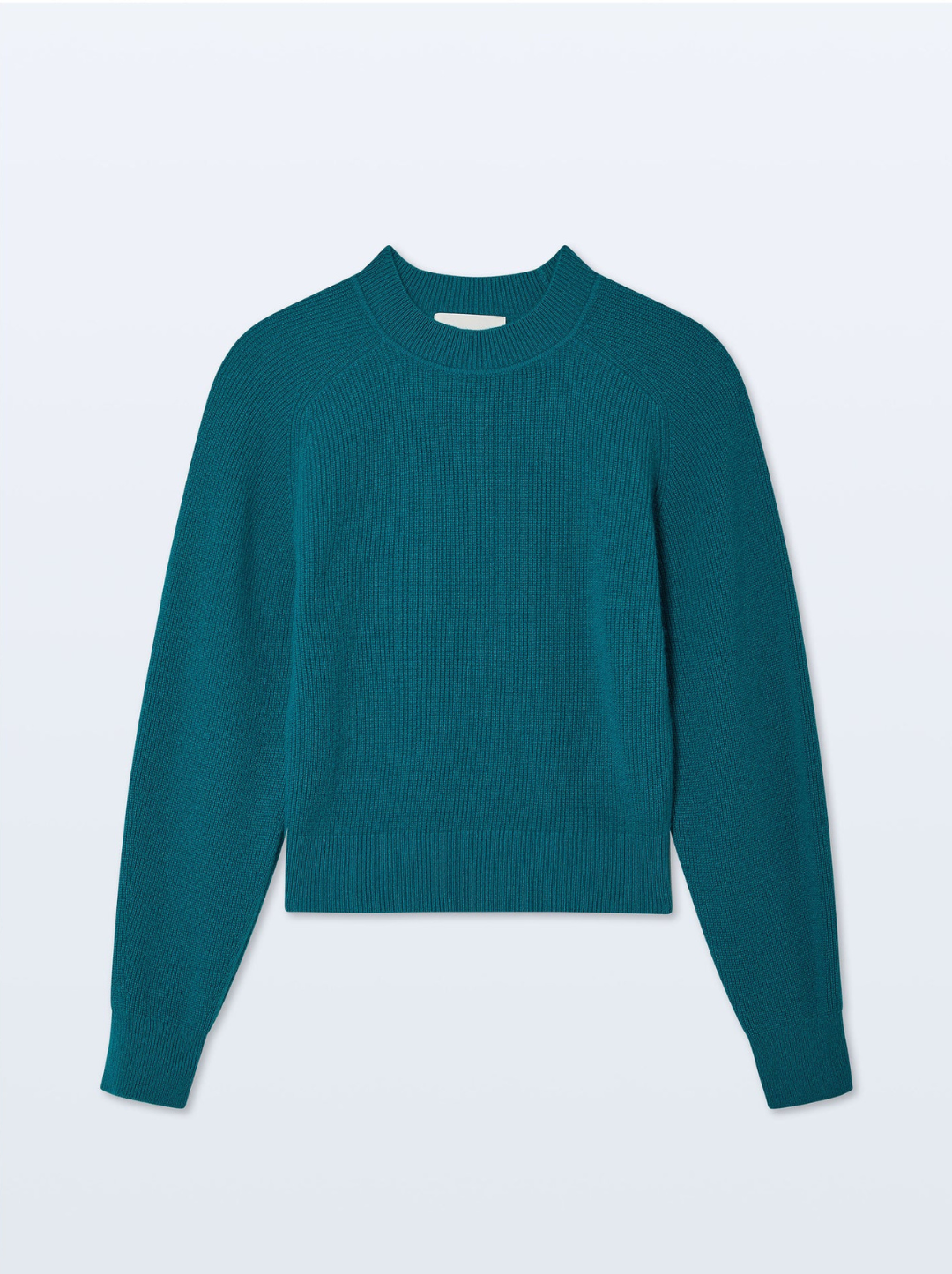 Cashmere Ribbed Blouson Sleeve Crewneck