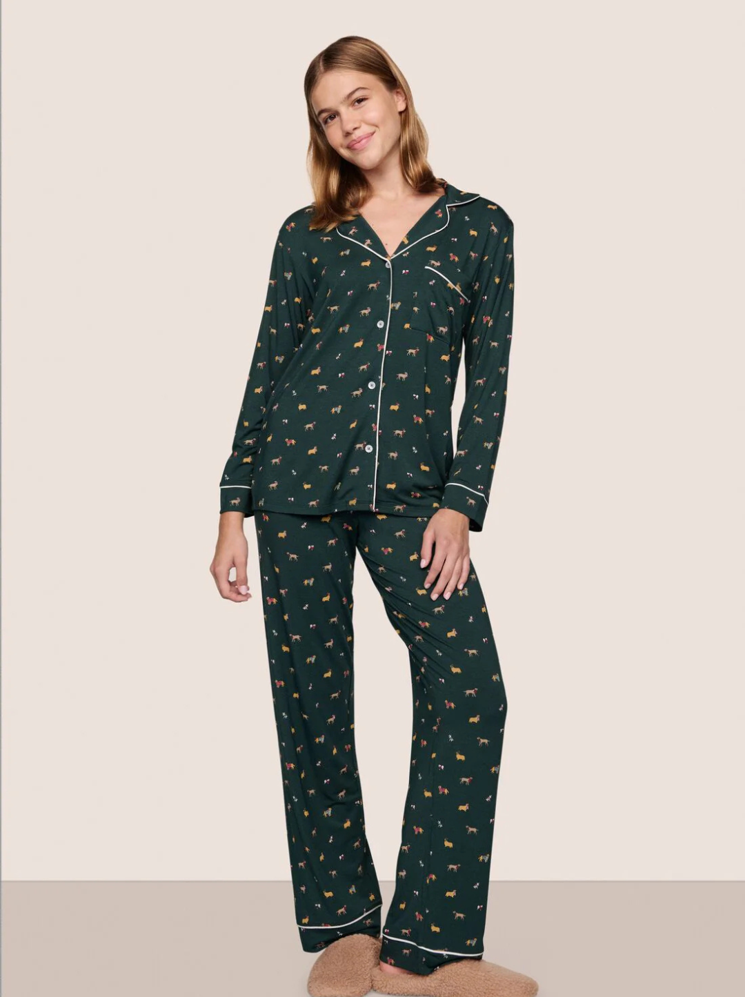 Gisele Printed Long PJ Set Ribbon