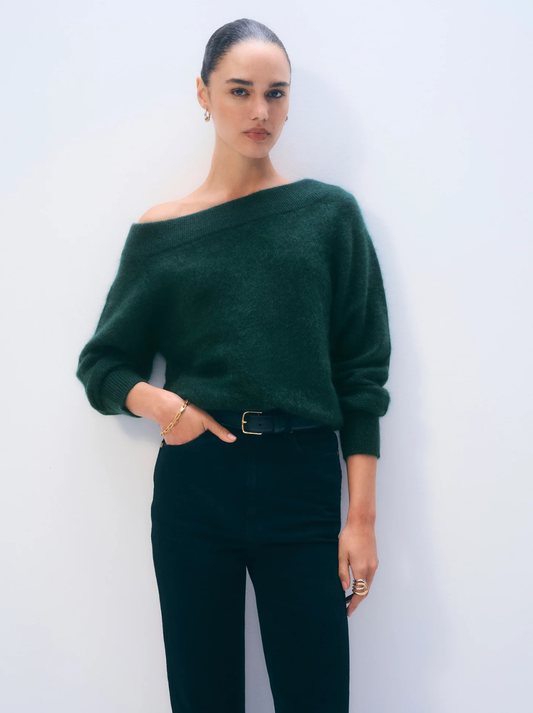 Brushed Cashmere Off The Shoulder Top