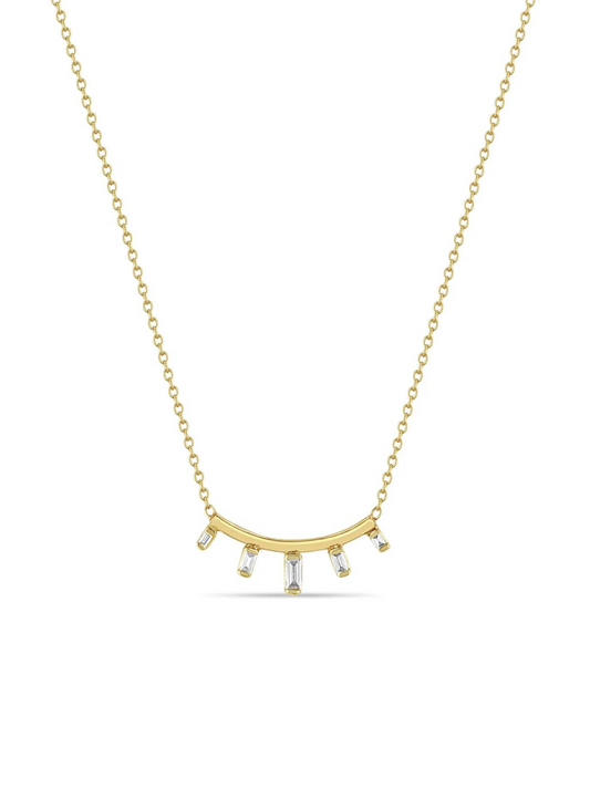 Small Curved Bar w/ White Baguette Diamonds (.12 CTW)